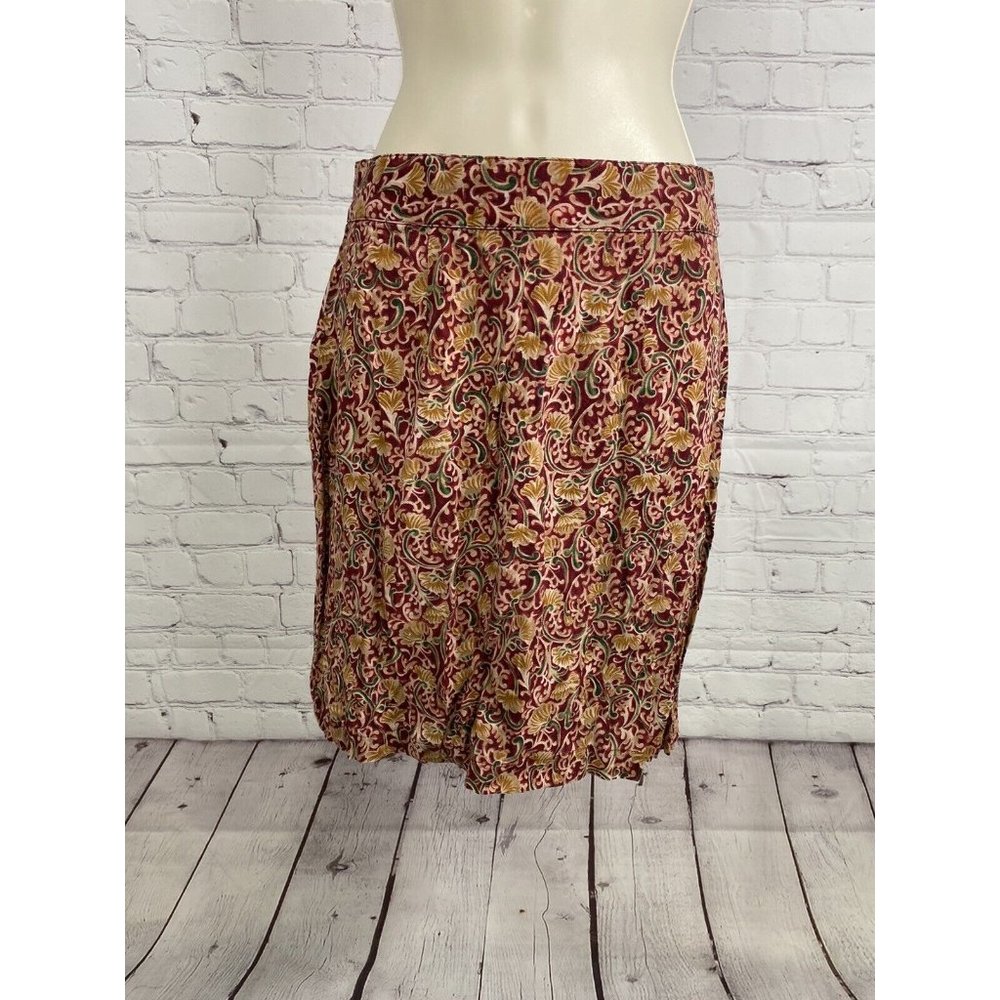 VTG La Belle USA Made Purple Yellow Green Floral Knee Length Pencil Skirt S
